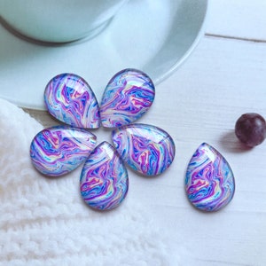 Aquarel Teardrop Cabochon, Olieverfschilderij Ovaal fotoglas Cabochon, 10x14mm, 13x18mm, 18x25mm, 20x30mm, 30x40mm glazen koepel-R225905