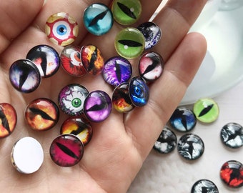 Dragon Eye Eyeball Random Mixed Cabochons, Surprise Bag 10mm - 25mm DIY Animal eyes image glass dome, for Doll Eye -Mystery Bag -ROMB04