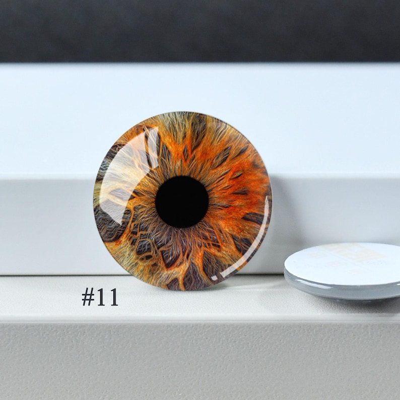 Eye Cabochon,Handmade Doll Cat Eyeball photo glass Cabochon, 10mm -40mm eye glass dome cameo - 14mm thin Blythe doll eyes - DN1898 #11