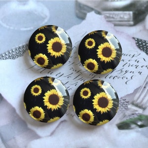 Cabochon tournesol/bouton-pression en verre, 10 mm 12 mm 14 mm 16 mm 18 mm 20 mm 25 mm 30 mm 35 mm 40 mm Dôme en verre tournesol/bouton-pression gingembre -R227835