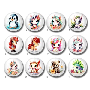 10pcs 10mm 12mm Cabujón de Unicornio, Cúpula de Vidrio de Pingüino, 14mm 16mm 18mm 20mm 25mm 30mm 35mm 40mm Imagen de Oso Animal Imagen Abalorios de Vidrio-DN1501