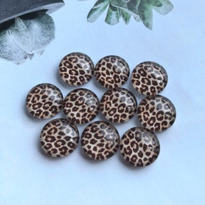 Brown Leopard Print Cabochon/Snap Button,Handmade 10mm 12mm 14mm 16mm 18mm 20mm 25mm 30mm 35mm 40mm DIY glass dome/snap  -R1121113