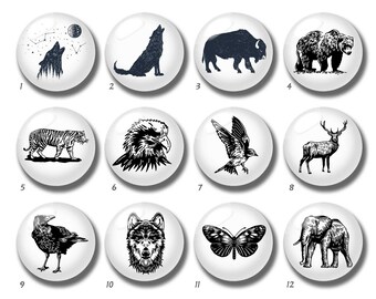 10pcs 10mm 12mm Animal Cabochon, Wolf Glass Dome, 14mm 16mm 18mm 20mm 25mm 30mm 35mm 40mm Bear Elephant Picture Image Glass Beads-DN2641