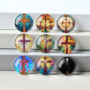 Christian Cabochon,Jesus Cross Glass Dome, 10mm - 40mm Jesus Photo Paper Glass Dome, Picture Image Glass Cameo Jewelry Accessory -DN4203