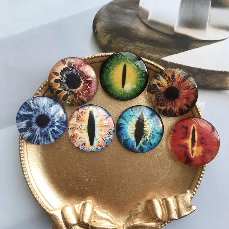 Eye Cabochon,Handmade Doll Cat Eyeball photo glass Cabochon, 10mm -40mm eye glass dome cameo - 14mm thin Blythe doll eyes - DN1898 image 5