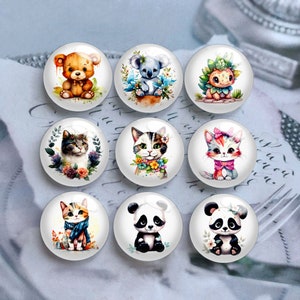 10 peças cabochão de gato de 10mm 12mm, cúpula de vidro de panda, camafeu de preguiça, 14mm 16mm 18mm 20mm 25mm 30mm 35mm 40mm imagem de animal contas de vidro-DN1502