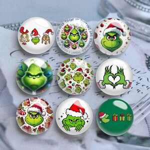 Green Christmas Cabochon, Xmas Glass Dome, Santa Claus Photo  Picture Cameo in 10mm - 40mm-DN3096
