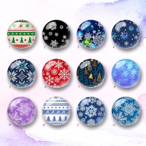 Christmas Cabochon,Winter Blue Snowflake Glass Dome,10mm 12mm 14mm 16mm 18mm 20mm 25mm 30mm 35mm 40mm DIY Picture Image Glass Cameo-DN41