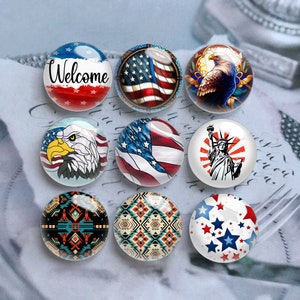 Cabochon drapeau des États-Unis, dôme en verre du 4 juillet, 10 mm 12 mm 14 mm 16 mm 18 mm 20 mm 25 mm 30 mm 35 mm 40 mm DIY rouge bleu image image perles de verre-DN2365