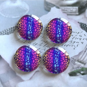 10pcs Rainbow Leopard Cabochon/Snap Button, 10mm 12mm 14mm 16mm 18mm 20mm 25mm  30mm 35mm 40mm Picture Glass Dome/Ginger Snap-R2100520