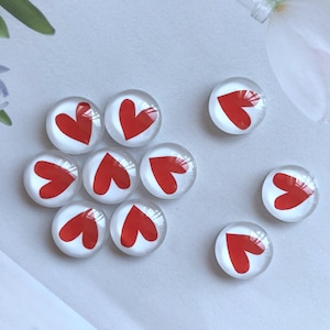 Cabochon con immagine cuore rosso amore/bottone a pressione, 10mm 12mm 14mm 16mm 18mm 20mm 25mm 30mm 35mm 40mm cupola in vetro fai da te/12mm 18mm 20mm Snap-R121615