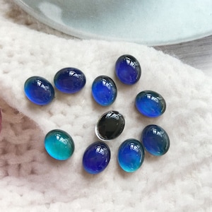 10pcs - Oval Mood Beads, Colors Change by Temperature Mood Stones Glass Cabochon Charms, Teardrop Mood Loose Beads DIY Jewelry Supply - MB01