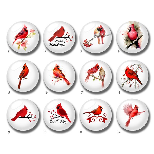 Cardinal Cabochon, Red Bird Glass Dome, 10mm 12mm 14mm 16mm 18mm 20mm 25mm 30mm 35mm 40mm DIY Memorial Picture Image Glass Beads-DN594