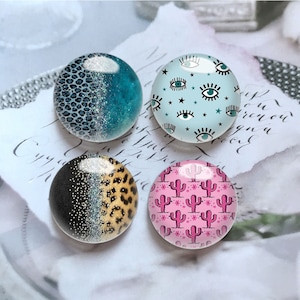 10pcs 10mm 12mm Leopard Cabochon, Eyelashes Glass Dome, 14mm 16mm 18mm 20mm 25mm 30mm 35mm 40mm Camp Life Picture Image Glass Beads-DN568