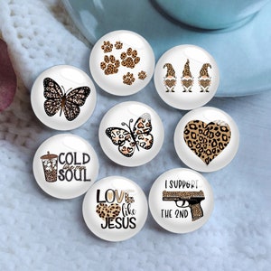 10pcs 10mm 12mm Leopard Cabochon, Butterfly Gnome Glass Dome, 14mm 16mm 18mm 20mm 25mm 30mm 35mm 40mm DIY Picture Image Glass Beads-DN543