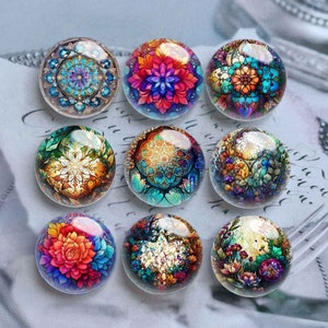 10 pcs 10 mm 12 mm mandala cabochon, Yoga namaste mandala dôme en verre, 14 mm 16 mm 18 mm 20 mm 25 mm 30 mm 35 mm 40 mm image image perles de verre-DN2968