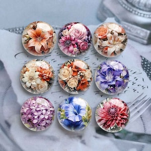 10 Stück 10mm 12mm Blumen Cabochon, Lilie Glaskuppel, 14mm 16mm 18mm 20mm 25mm 30mm 35mm 40mm DIY Blumenbild Bild Glasperlen-DN2856