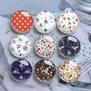 Christmas Cabochon, Brids Snowflake Glass Dome,10mm 12mm 14mm 16mm 18mm 20mm 25mm 30mm 35mm 40mm DIY Picture Image Glass Cameo-DN119