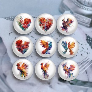 10 pezzi 10 mm 12 mm Cabochon Phoenix, Cupola in vetro Phenix, 14 mm 16 mm 18 mm 20 mm 25 mm 30 mm 35 mm 40 mm Immagine di cuore floreale in vetro Cameo -DN2380