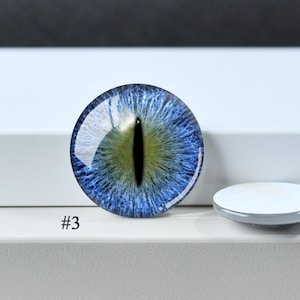 Eye Cabochon,Handmade Doll Cat Eyeball photo glass Cabochon, 10mm -40mm eye glass dome cameo - 14mm thin Blythe doll eyes - DN1898 #3