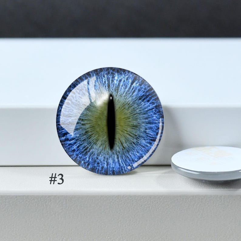Eye Cabochon,Handmade Doll Cat Eyeball photo glass Cabochon, 10mm -40mm eye glass dome cameo - 14mm thin Blythe doll eyes - DN1898 #3