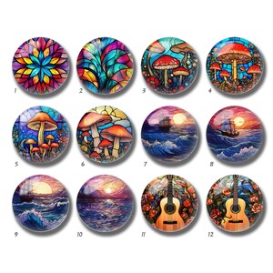 Cabochon con immagine in vetro colorato, cupola in vetro a forma di fungo, 10 mm, 12 mm, 14 mm, 16 mm, 18 mm, 20 mm, 25 mm, 30 mm, 35 mm, 40 mm, perline in vetro con immagine fai da te-DN2034
