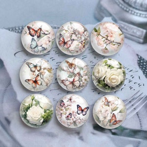 10 pcs 10 mm 12 mm Cabochon papillon, Dôme en verre fleur de pêcher, 14 mm 16 mm 18 mm 20 mm 25 mm 30 mm 35 mm 40 mm DIY Image Image Dôme en verre -DN2855