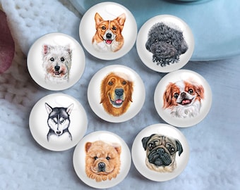 10pcs 10mm 12mm Dog Cabochon, Teddy Glass Dome, 14mm 16mm 18mm 20mm 25mm 30mm 35mm 40mm DIY Corgi Picture Image Glass Mosaic Cameo-DN513