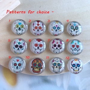 Schädel Cabochon Halloween Totenkopf Foto Glascabochons 10 mm 12 mm 14 mm 16 mm 18 mm 20 mm 25 mm 30 mm 35 mm 40 mm Bild Glaskuppel Cameo-R0552d