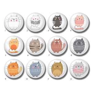 10pcs 10mm 12mm Cartoon Cat Cabochon, Cute Kitty Glass Dome, 14mm 16mm 18mm 20mm 25mm 30mm 35mm 40mm DIY Picture Image Glass Beads-DN2451