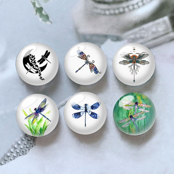 10pcs Dragonfly Cabochon, Dragonfly Glass Dome, 10mm 12mm 14mm 16mm 18mm 20mm 25mm 30mm 35mm 40mm DIY Picture Image Glass Beads-DN597