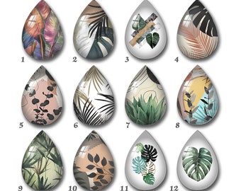 Patricblad ovale / druppelvormige cabochon, handgemaakte ovale fotoglas cabochon, 10 x 14 mm, 13 x 18 mm, 18 x 25 mm, 20 x 30 mm, 30 x 40 mm afbeelding afbeelding koepel-DSD66