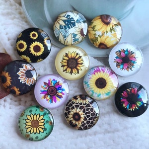 Cabochon tournesol, verre photo tournesol Cabochons 10mm 12mm 14mm 16mm 18mm 20mm 25mm 30mm 35mm 40mm diY image dôme dôme caméo-R229601
