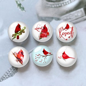 10pcs 10mm 12mm Cardinal Cabochon, Red Bird Glass Dome, 14mm 16mm 18mm 20mm 25mm 30mm 35mm 40mm DIY Memorial Picture Image Glass Beads-DN573