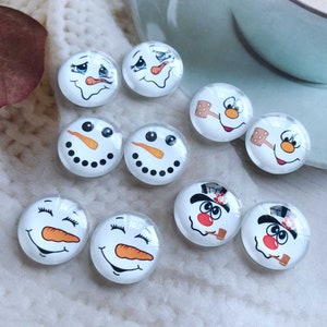 Snowman Face Cabochon, Snowman Smile foto vidrio Cabochon, 10mm 12mm 14mm 16mm 18mm 20mm 25mm 30mm 35mm 40mm DIY image glass dome-R282905