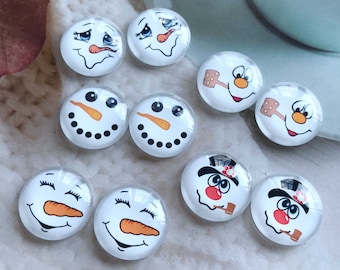 Snowman Face Cabochon, Snowman Smile photo verre Cabochon, 10mm 12mm 14mm 16mm 18mm 20mm 25mm 30mm 35mm 40mm DIY image verre dôme-R282905