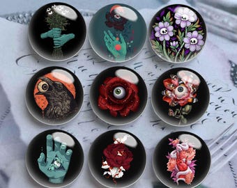 Eye Cabochon,Halloween Doll Cat Eyeball photo glass Cabochon, 10mm 12mm 14mm 16mm 18mm 20mm 25mm 30mm 35mm 40mm glass dome cameo - DN3038