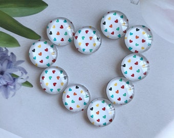 Cute Love Heart DIY Image Cabochon/Snap Button,10mm 12mm 14mm 16mm 18mm 20mm 25mm 30mm 35mm 40mm DIY glass dome/12mm 18mm 20mm Snap-R121715