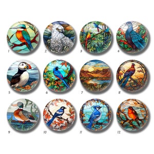 Cabochão de imagem de pássaros azuis, cúpula de vidro Duke, 10mm 12mm 14mm 16mm 18mm 20mm 25mm 30mm 35mm 40mm Puffin Picture Image Glass Beads-DN2092