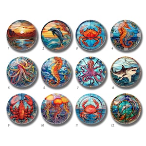 Zeedieren Gebrandschilderd Glas Beeld Cabochon, Octopus Glazen Koepel, 10mm 12mm 14mm 16mm 18mm 20mm 25mm 30mm 35mm 40mm Beeld Glazen Kraal -DN2099