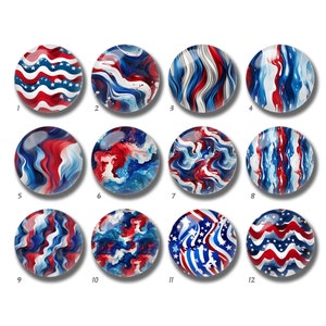 USA Flagge Cabochon, 4. Juli Glaskuppel, 10mm 12mm 14mm 16mm 18mm 20mm 25mm 30mm 35mm 40mm DIY Rot Blau Bild Bild Glasperlen-DN2614