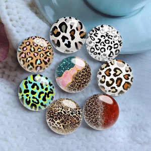 10 Stück 10mm 12mm Leopard Cabochon, Animal Print Glaskuppel, 14mm 16mm 18mm 20mm 25mm 30mm 35mm 40mm DIY Bild Bild Glasperlen-DN542