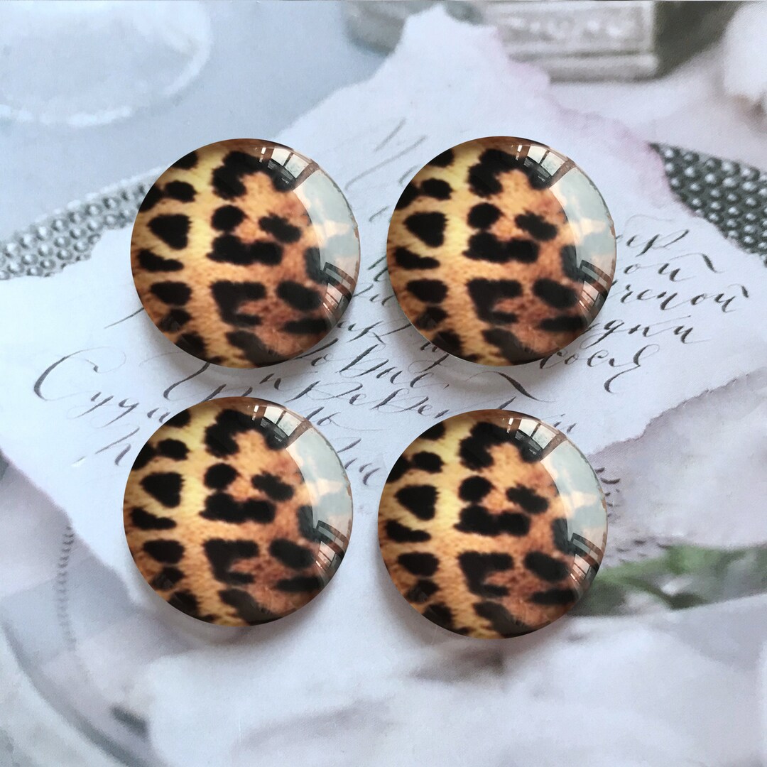 Leopard Print Cabochon / Picture Glass Snap Button,10mm 12mm 14mm 16mm ...