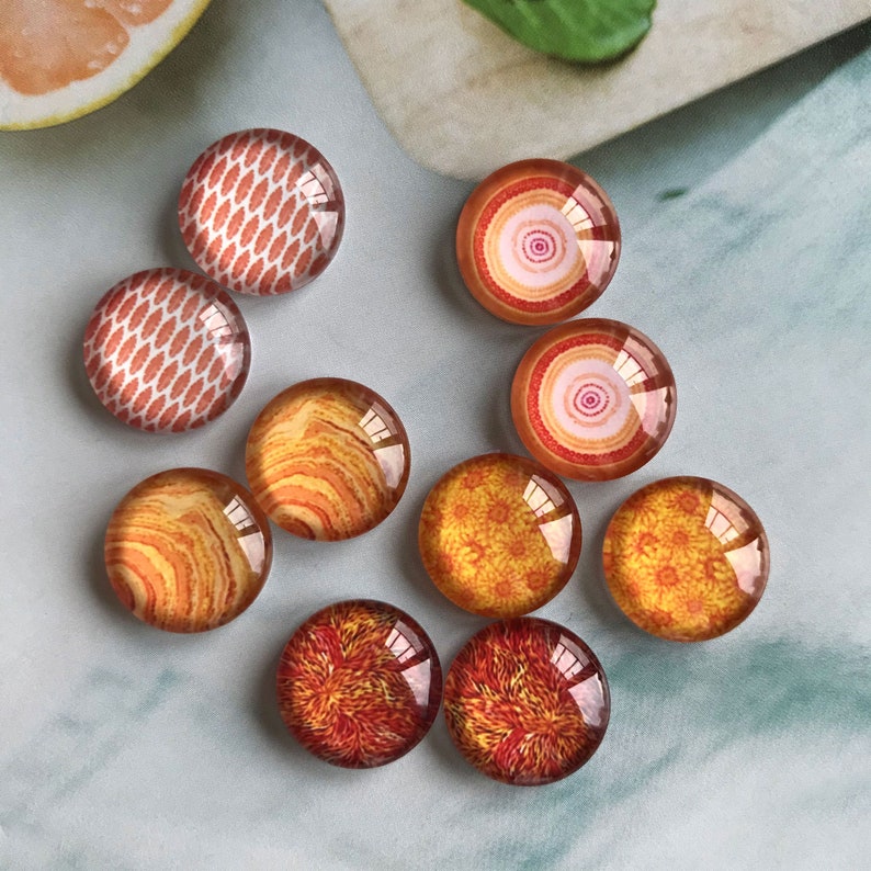 Earthly Tone Cabochon, Orange Floral Photo Cabochon, 10mm 12mm 14mm ...