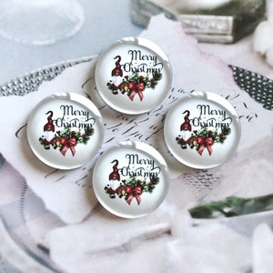 Kerstkabouter Cabochon, Kerstfotoglas Drukknoop, 10mm 12mm 14mm 16mm 18mm 20mm 25mm 30mm 35mm 40mm glazen koepel-R102720