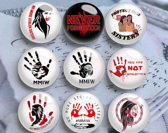 10 piezas de cabujones MMIW de 10 mm y 12 mm, cúpula de vidrio "No More Stolen Sister", camafeo de vidrio con imagen de 14 mm, 16 mm, 18 mm, 20 mm, 25 mm, 30 mm, 35 mm y 40 mm - DN2991