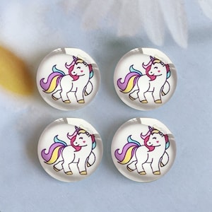 Unicorn Cabochon / Foto glas Snap Button, 10mm 12mm 14mm 16mm 18mm 20mm 25mm 30mm 35mm 40mm Glazen Dome / Ginger Snap Button-R223550