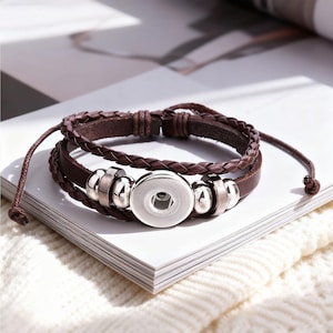 Druckknopf-Armband, 7 Farben - Kunstleder verstellbare Armbänder für 18 mm/20 mm Druckknopf -SL02