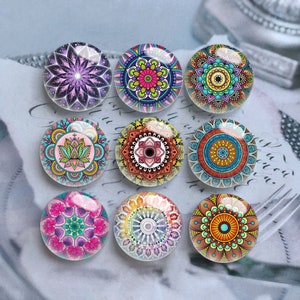 Mandala Cabochon, Yoga Namaste Glass Dome,10mm 12mm 14mm 16mm 18mm 20mm 25mm 30mm 35mm 40mm Lotus Picture Image Glass Cameo Beads-DN1519