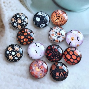 10pcs Halloween Cabochon, Pumpkin Ghost Boo Image Glass Dome,10mm 12mm 14mm 16mm 18mm 20mm 25mm 30mm 35mm 40mm Image Glass Beads-R2282904